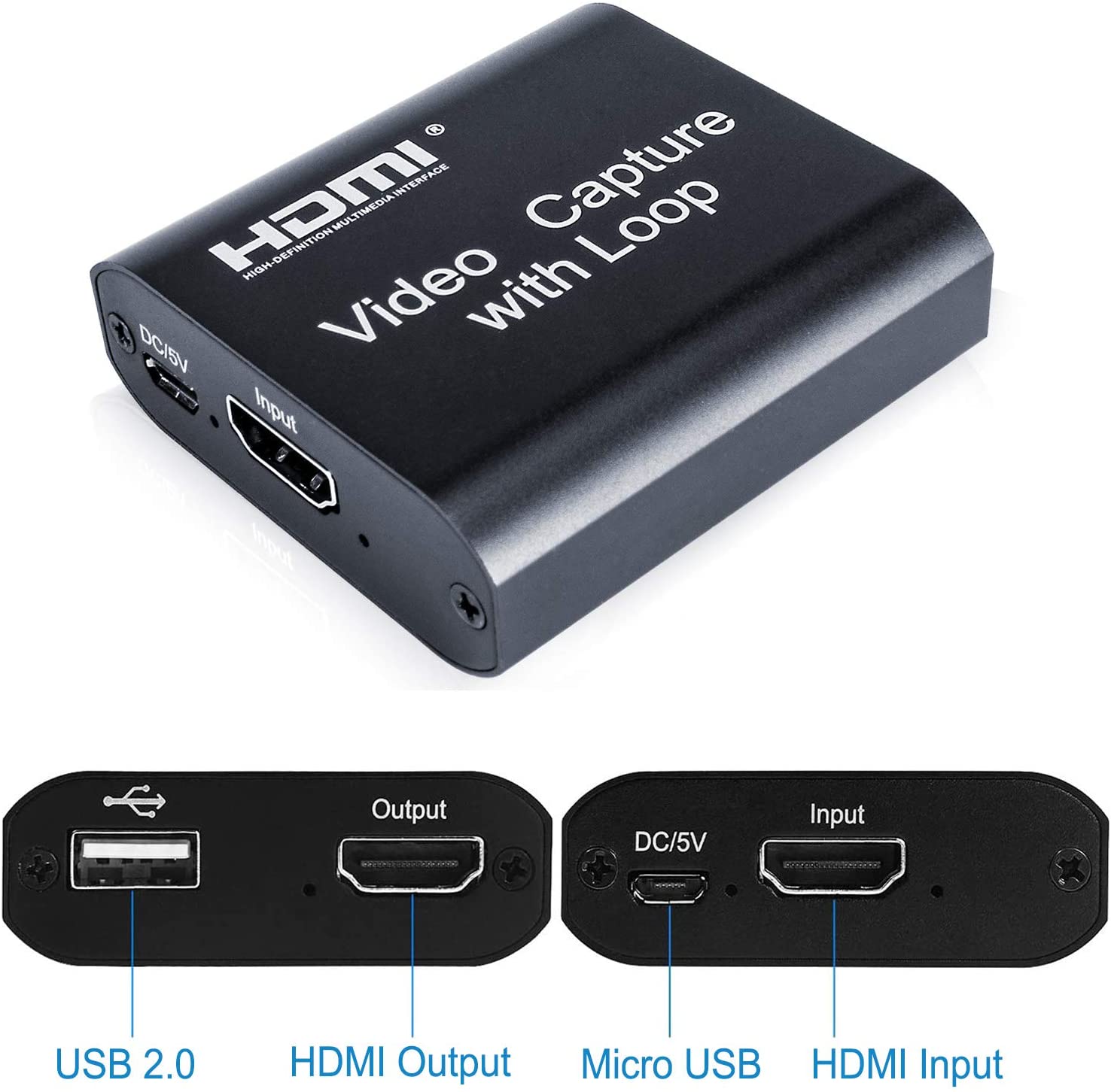Audio Video Capture Cards, 1080P 60FPS Game Video Capture Card Device, Live Stream and Record for Switch/X-1/360/ PS4/3/Wii U/Wins/Linux/Mac
