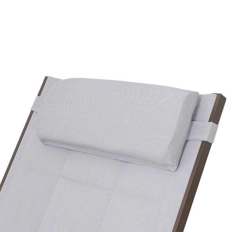 2pc Outdoor Adjustable Quilted Chaise Lounge Chairs with Wheels - Light Gray - Crestlive Products