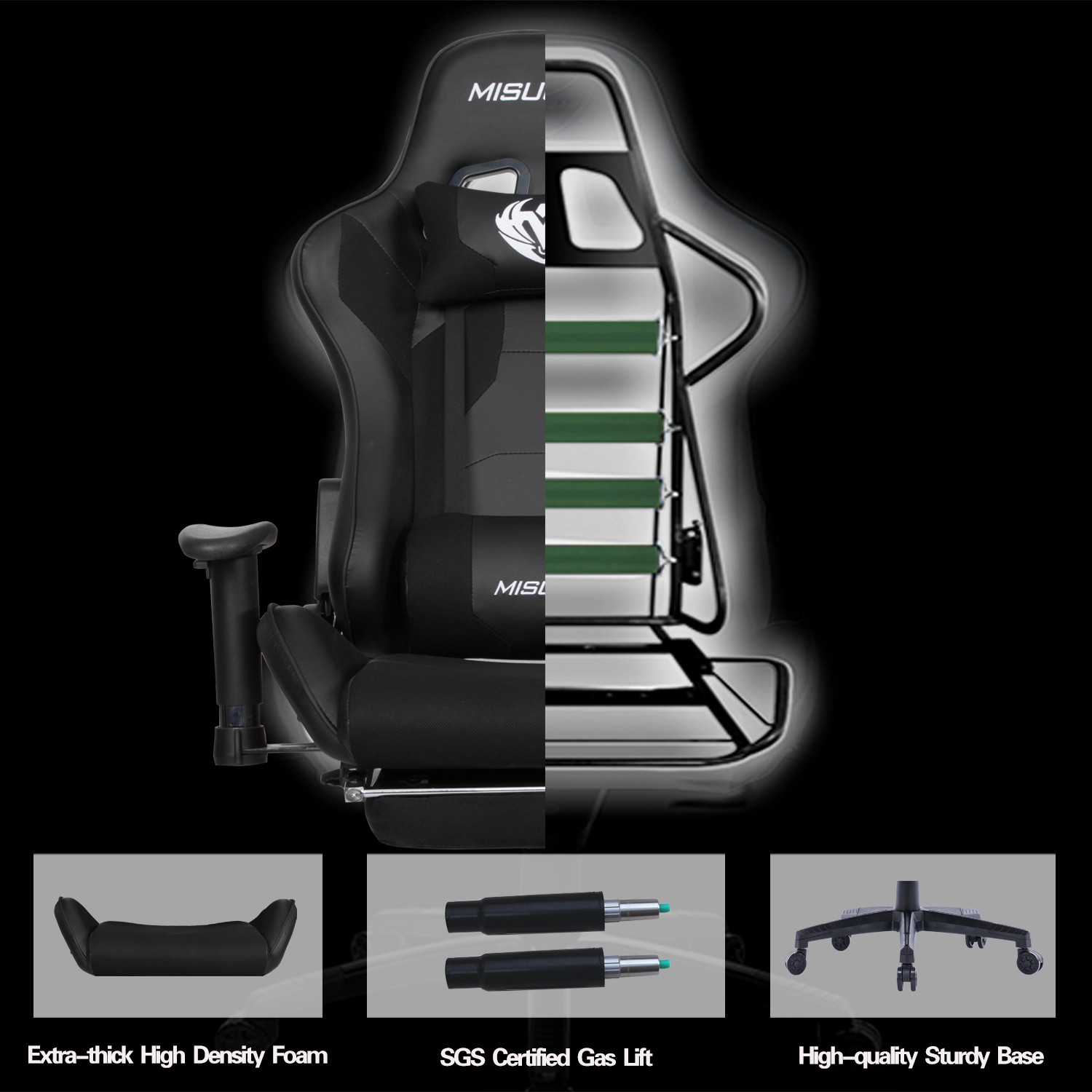 Gaming Chair, Racing Style Computer Desk Chair Padded Armrests Ergonomic Lumbar Support Adjustable Height