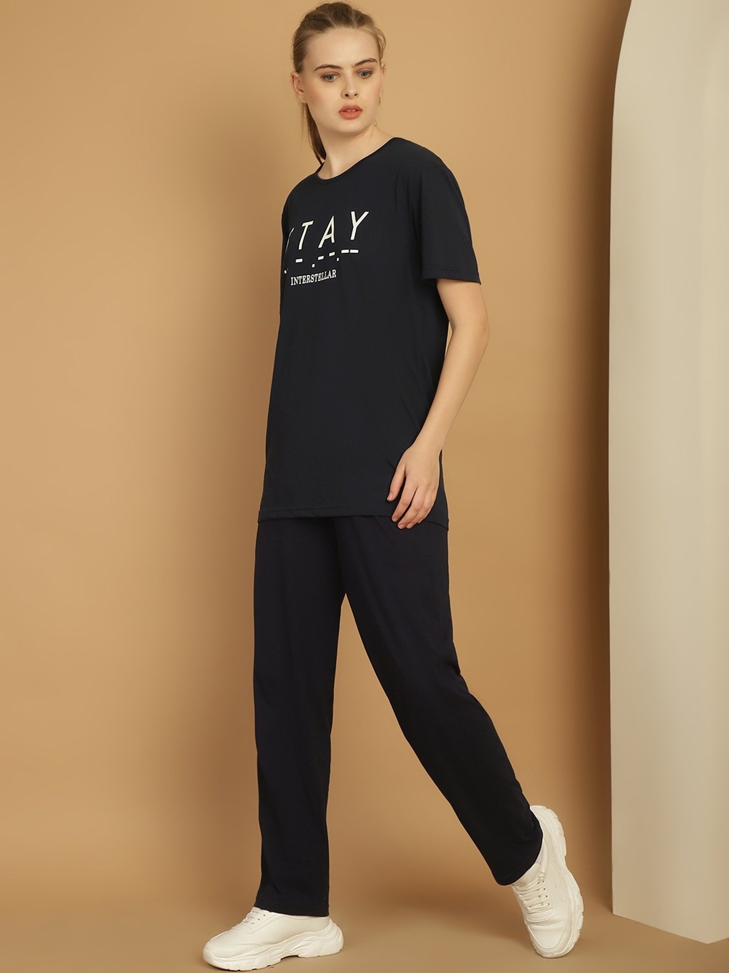 Vimal Jonney Black Cotton Printed T-Shirt & Track Pants Set
