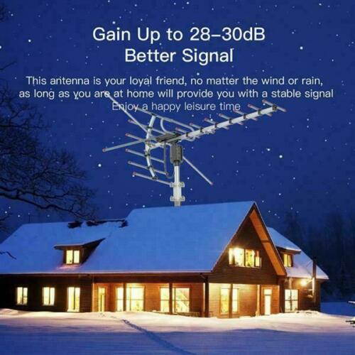 [Newest 2021] Leadzm Outdoor TV Antenna 110-Mile Long Range, 360 Degree Directional Rotation, Amplified, HDTV, Water Resistant, UV Resistant, Come with Installation Kit