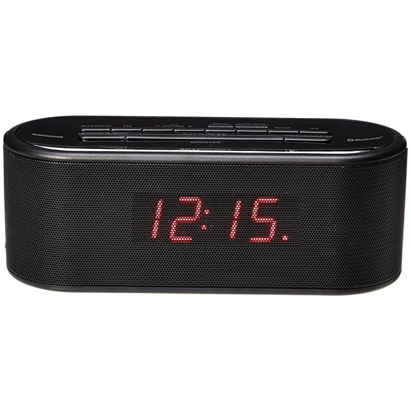 Basics Alarm Clock with FM Radio USB Charging Port and Bluetooth