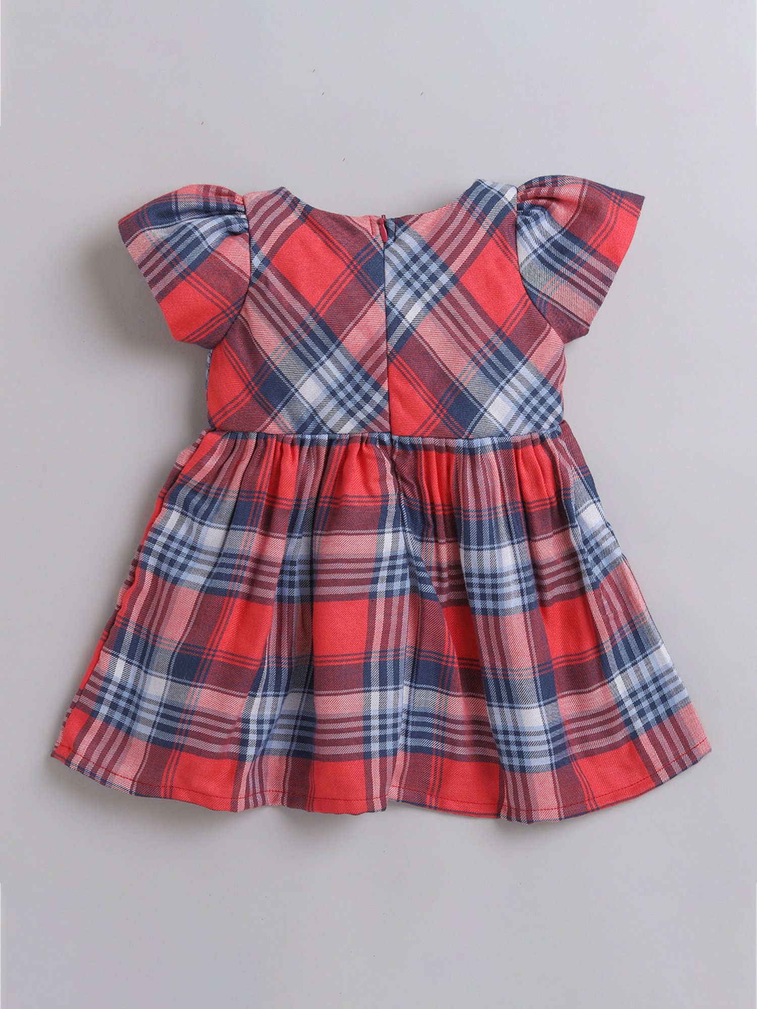 Many Frocks Kids Maroon & Blue Checks Dress