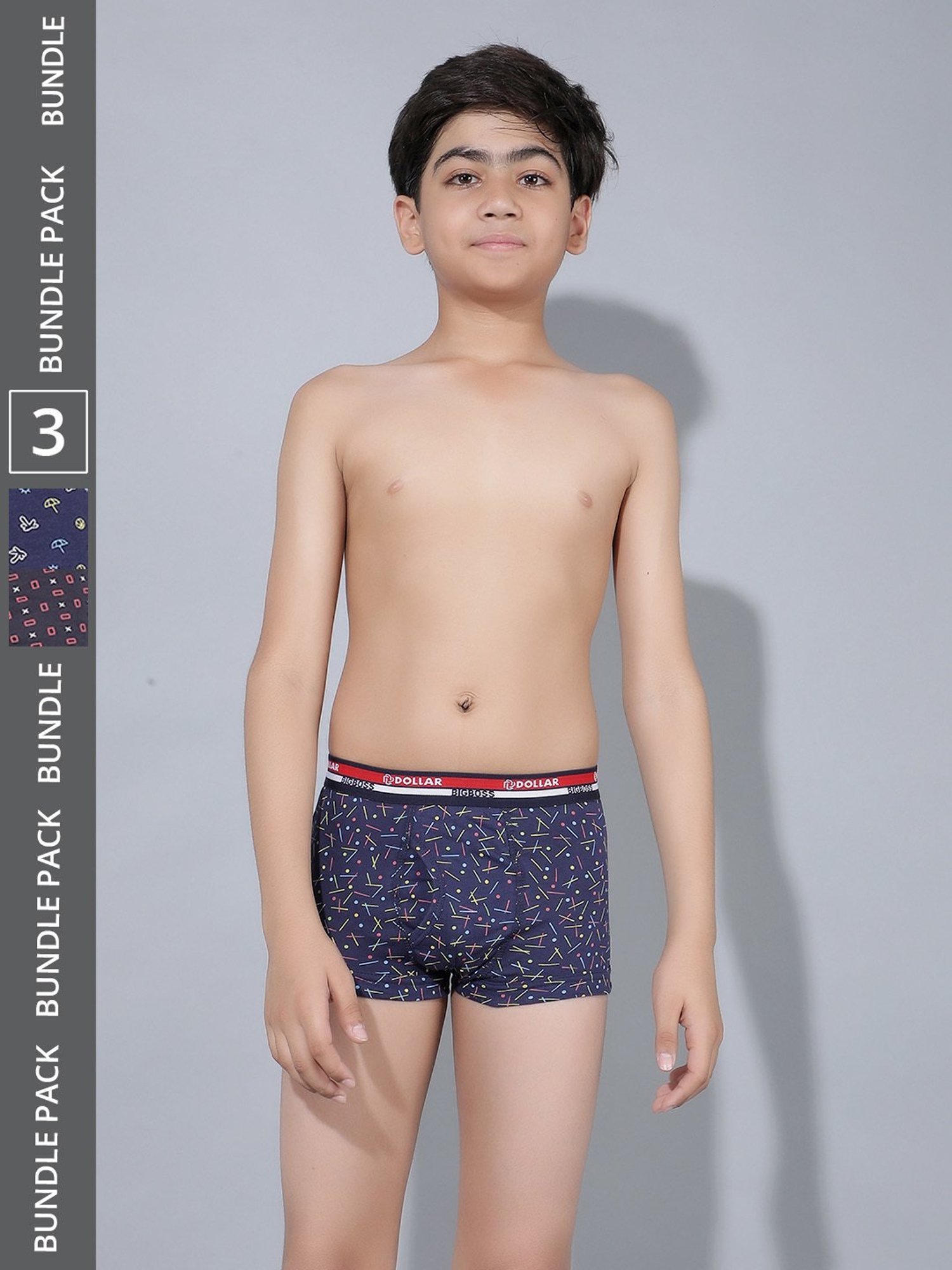 Frenchie Kids Pink & Grey Solid Briefs (Pack Of 2)