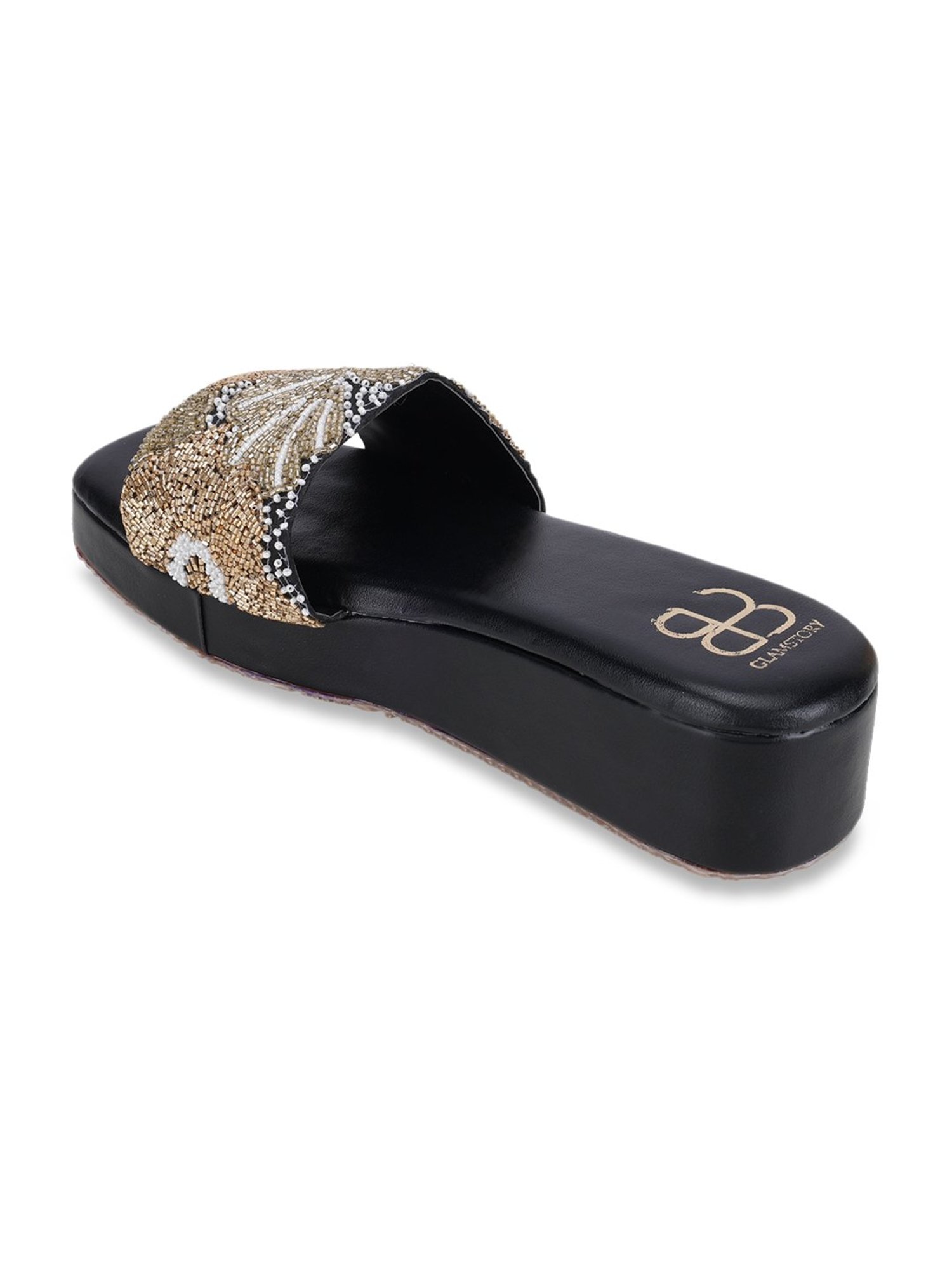 Glam Story Women's Masakali Black Casual Wedges