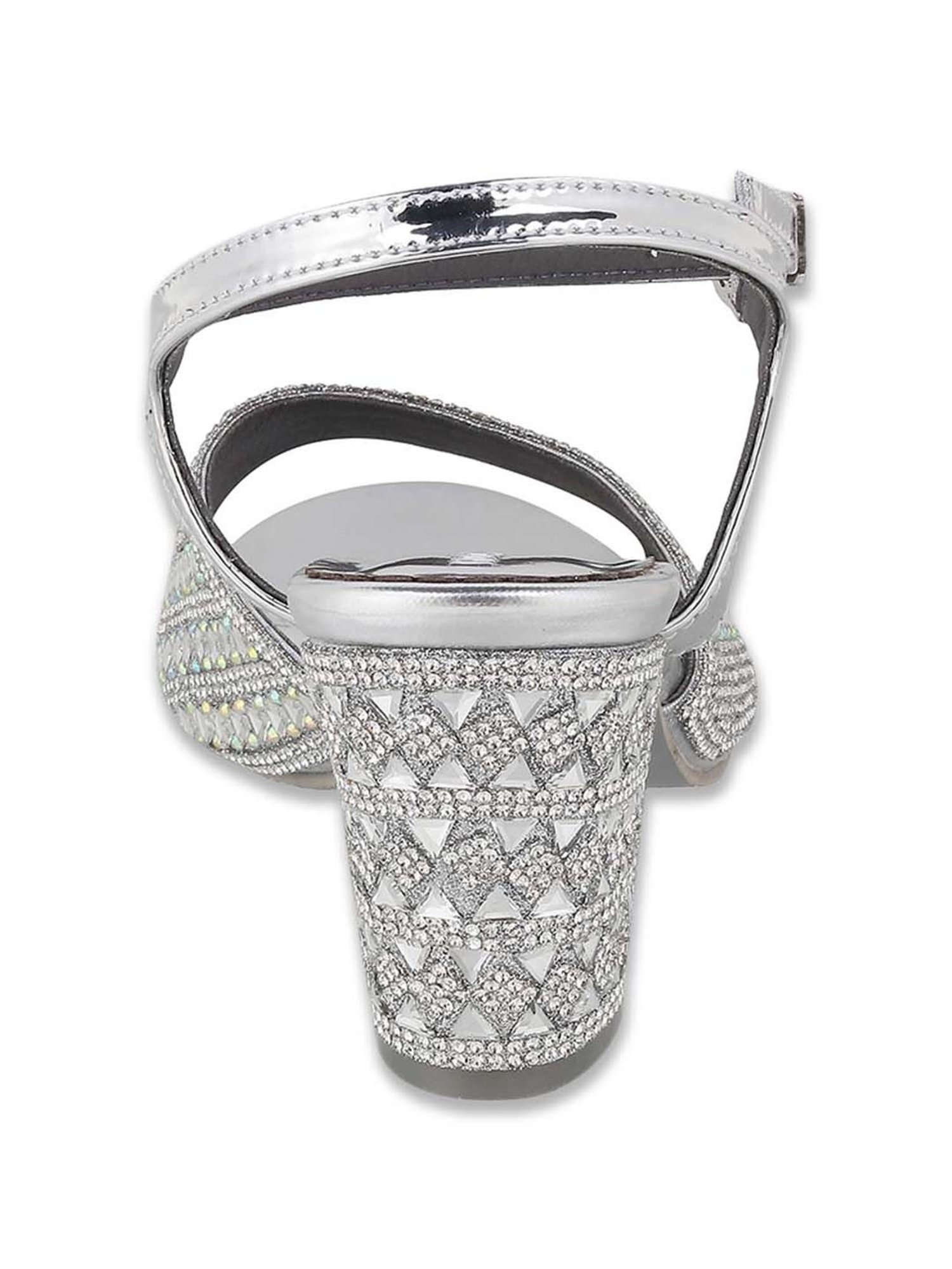 Mochi Women's Silver Ankle Strap Sandals