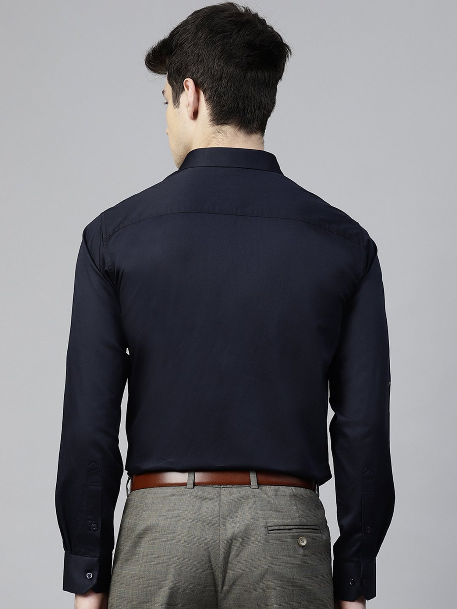 ManQ Navy Blue Slim Fit Shirt