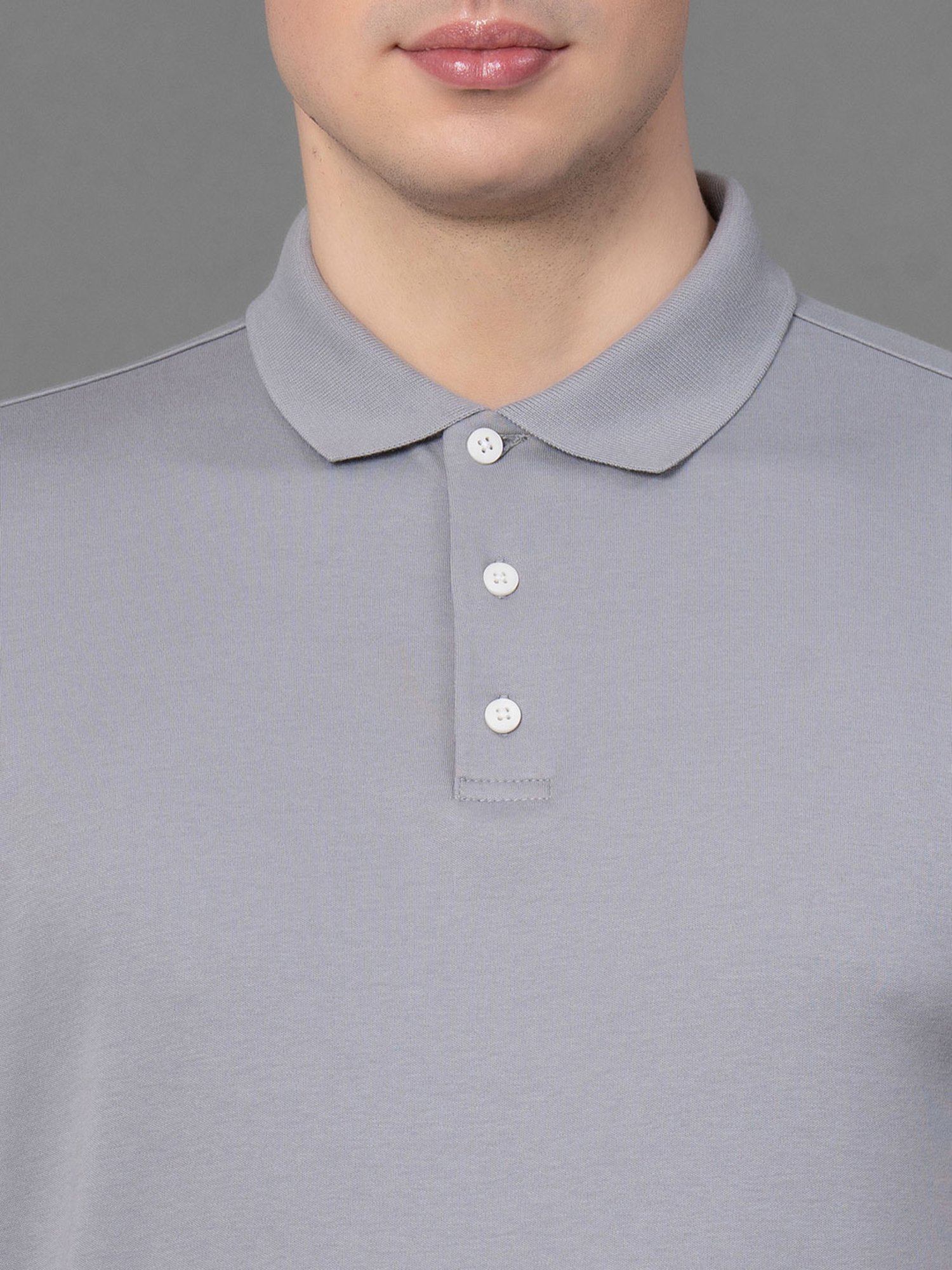 Red Tape Slate Grey Regular Fit Cotton Polo T-Shirt