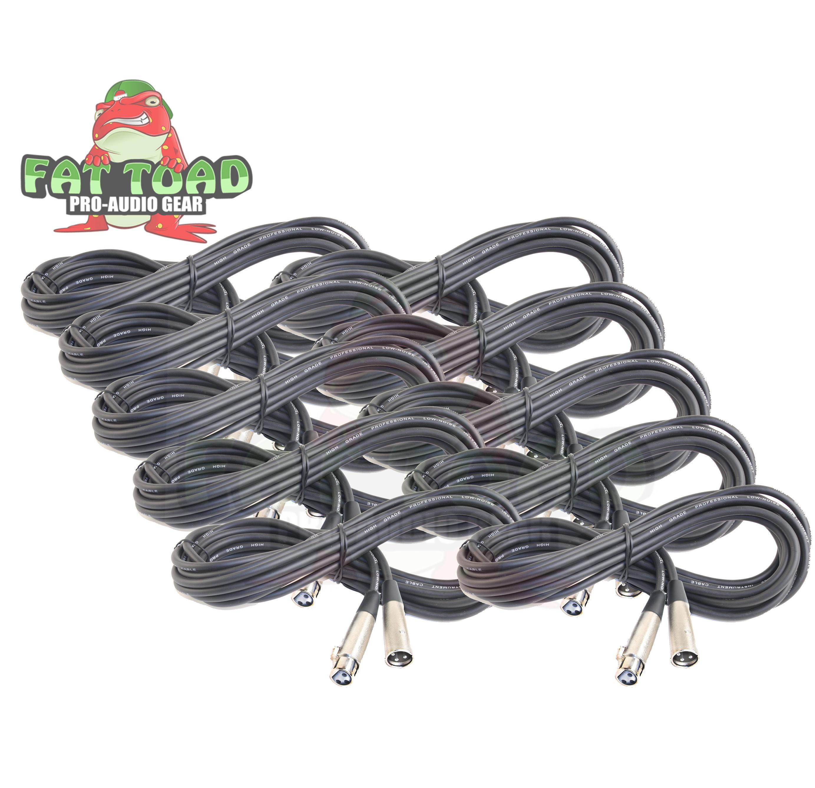 Microphone Cables by FAT TOAD (10 Pack) 20ft Professional Pro Audio XLR Mic Cord Patch with Female & Male Connector | 20 AWG Shielded Wire & Balanced for Sound Music Recording Studio Mixer Stage Gear