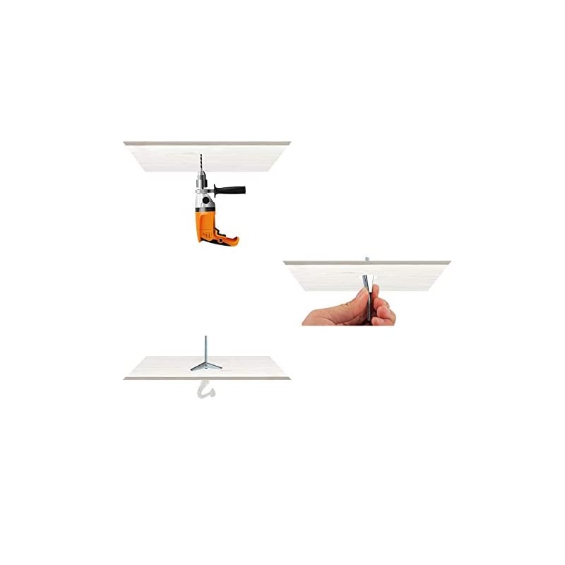 Sets Ceiling Hooks - Heavy Duty Swag Hook with Steel Screws Bolts and Toggle Wings for Hanging Plants Ceiling Installation Cavity Wall Fixing White