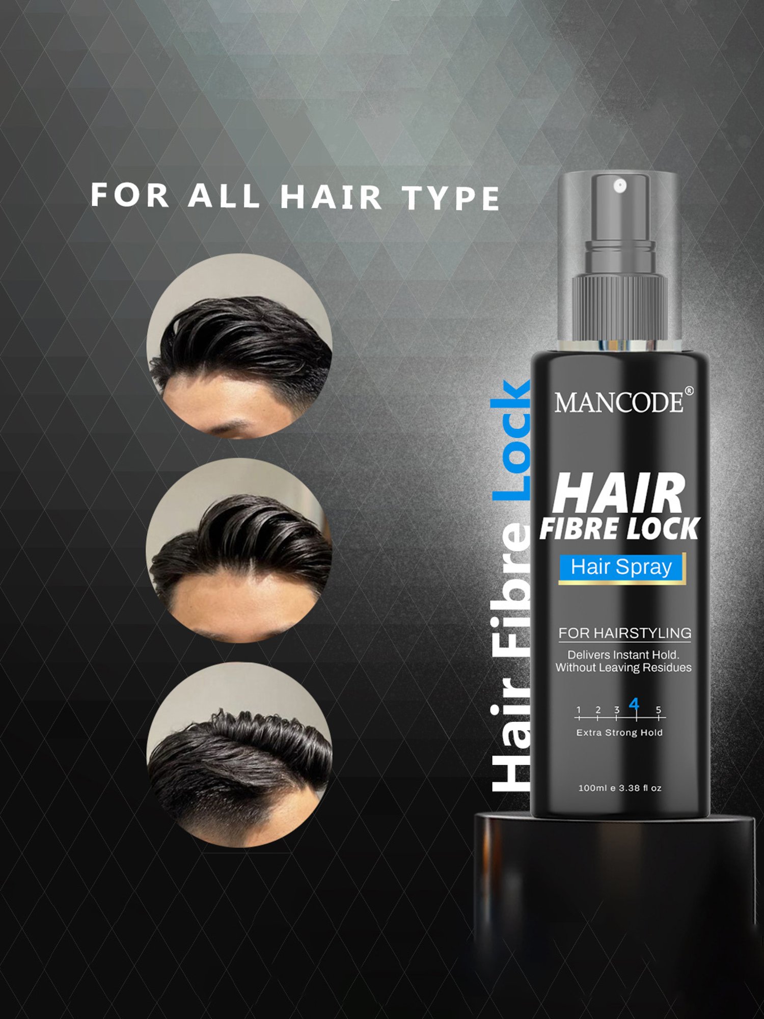 Mancode Hair Fibre Lock Hair Spray For Hair Styling - 100 ml