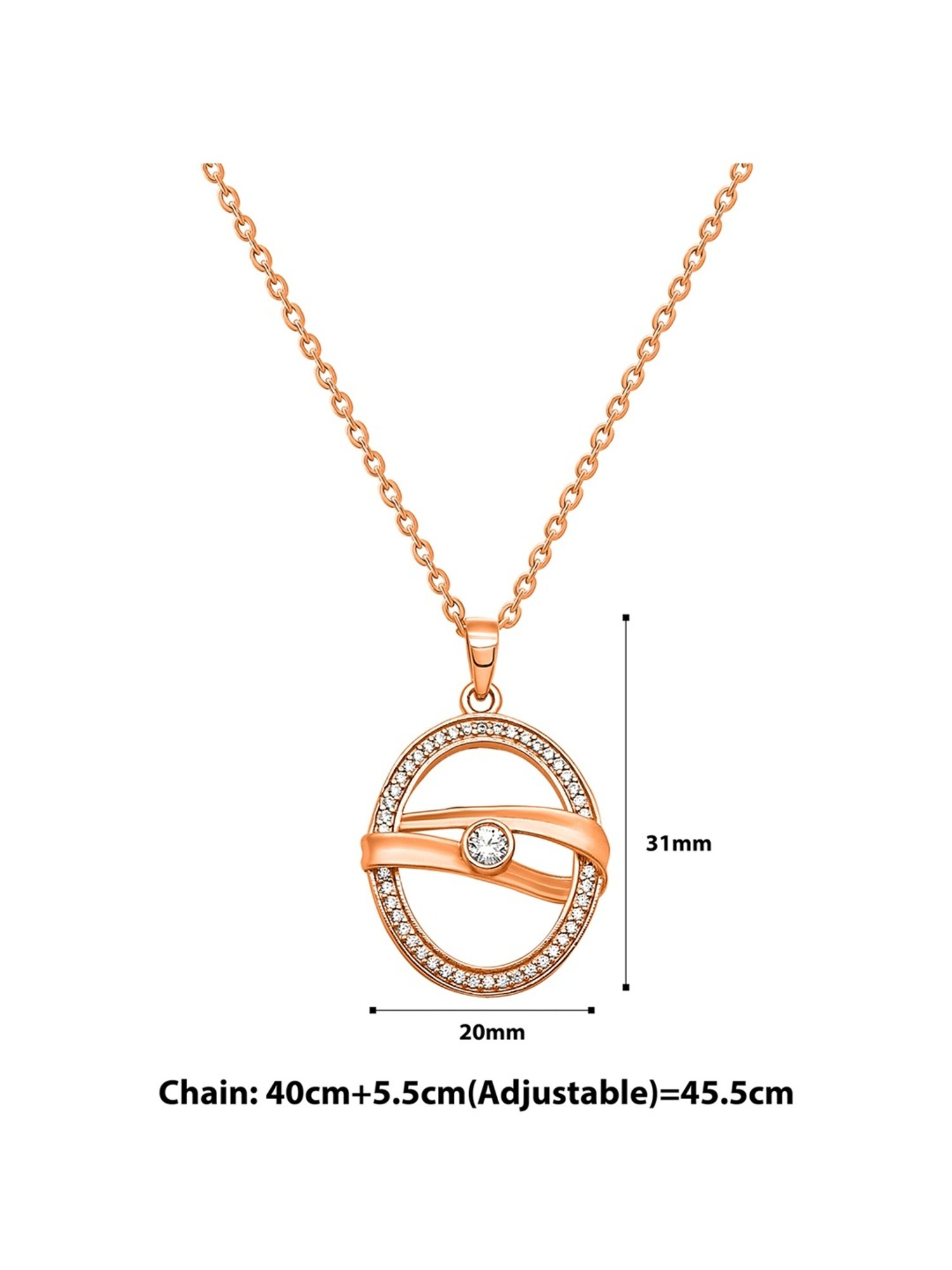 Silberry 92.5 Sterling Silver Rose Gold Boho Pendant with Chain