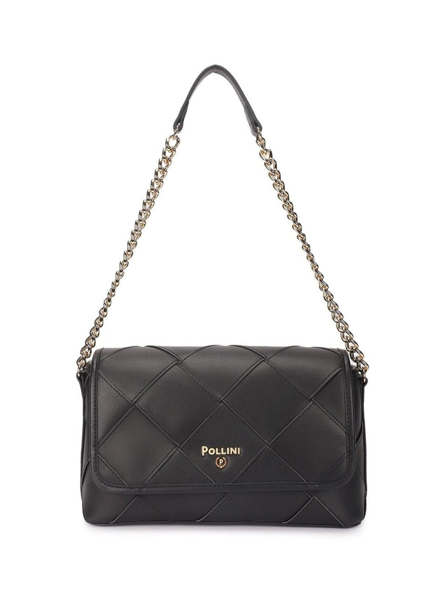 Pollini Black Woven Medium Shoulder Bag