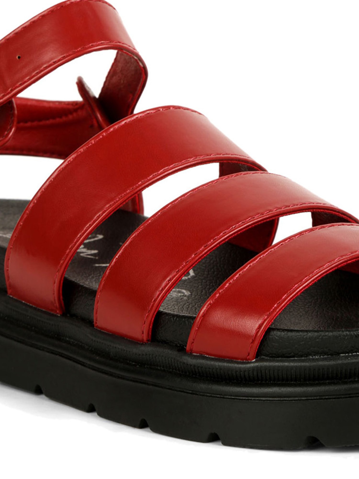 London Rag Women's Burgundy Ankle Strap Sandals