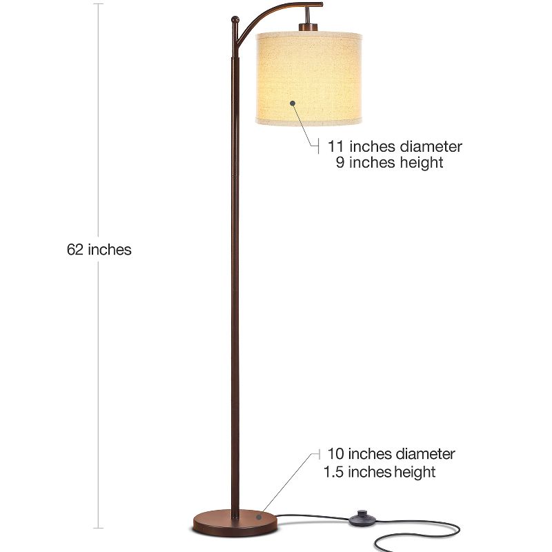 Brightech Montage Free Standing Pole Floor Smart Lamp with LED Light Bulb and Neutral Fabric Shade for Living Room, Bedroom, Home Office (Bronze)