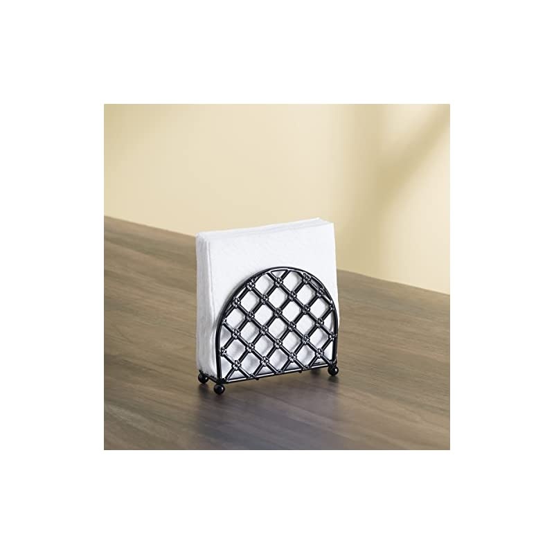 Steel Heavyweight Lattice Collection Napkin Holder , Black Finish , 5.5&rdquo;x5&rdquo;x2.5&rdquo;