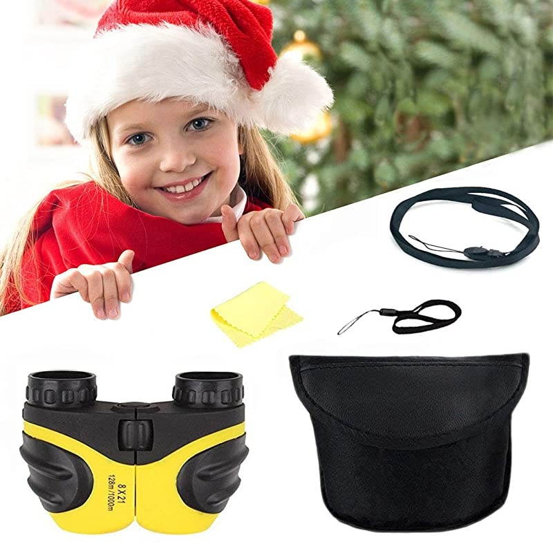 Toys for 4-5 Year Old Boys,  8 X 21 Kids Binoculars for Children,Compact Telescope Boys Gifts 4-8 Years Old to Bird Watching &Scenery(Yellow)