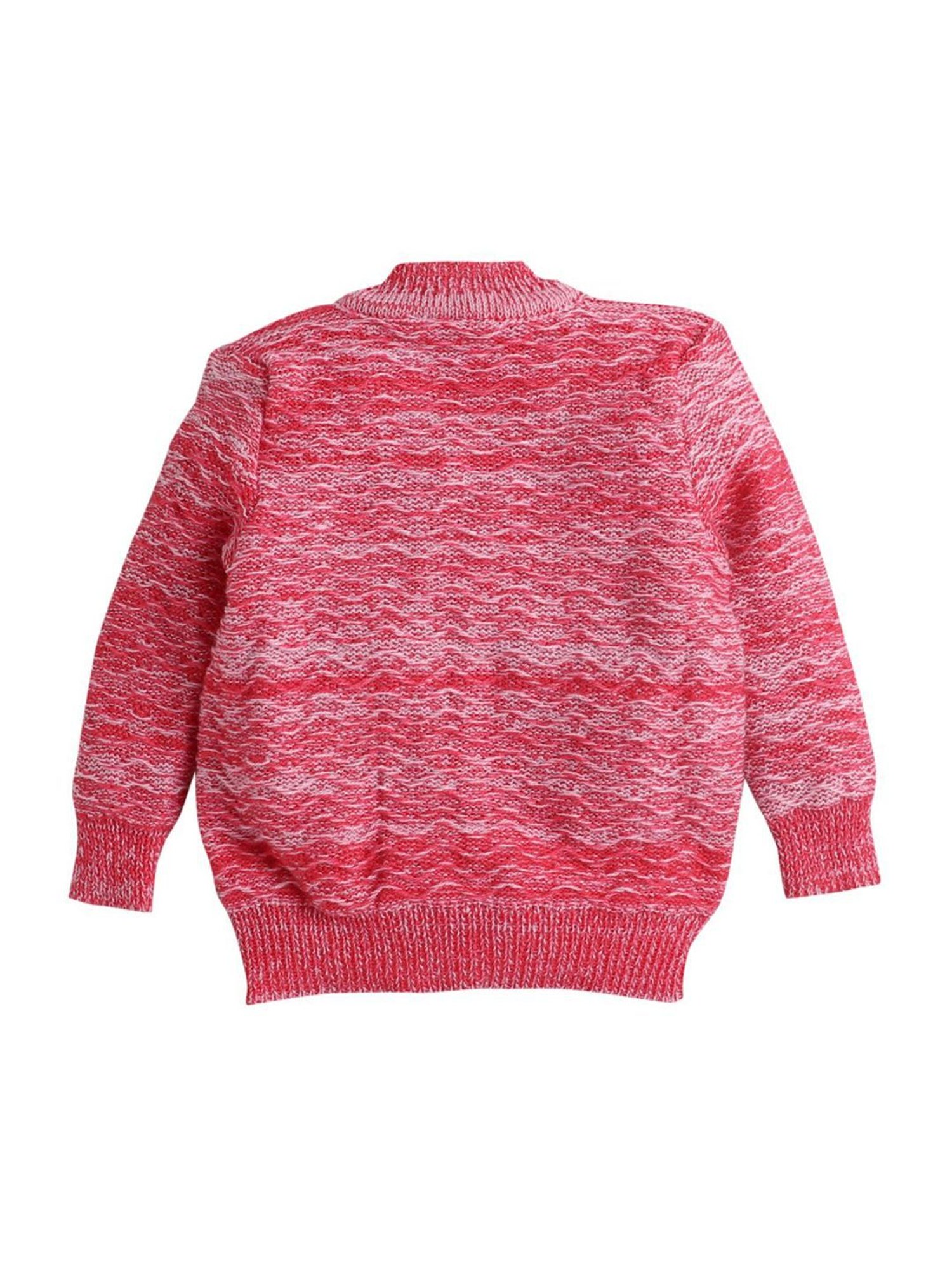 Little Angels Kids Pink Textured Pattern Full Sleeves Sweater Set