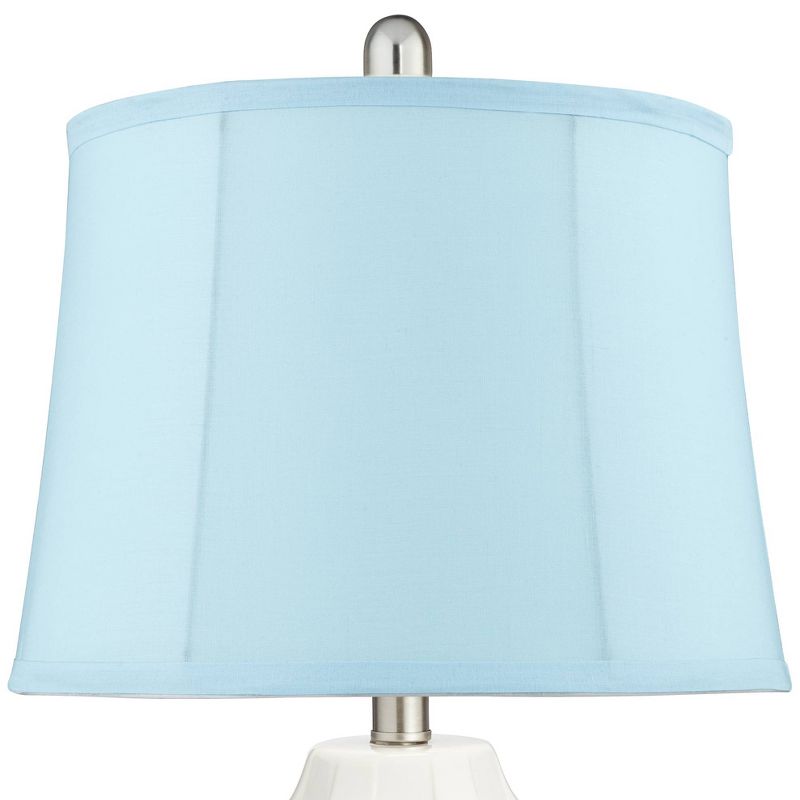 360 Lighting Scalloped Ceramic LED Blue Softback Table Lamps Set of 2