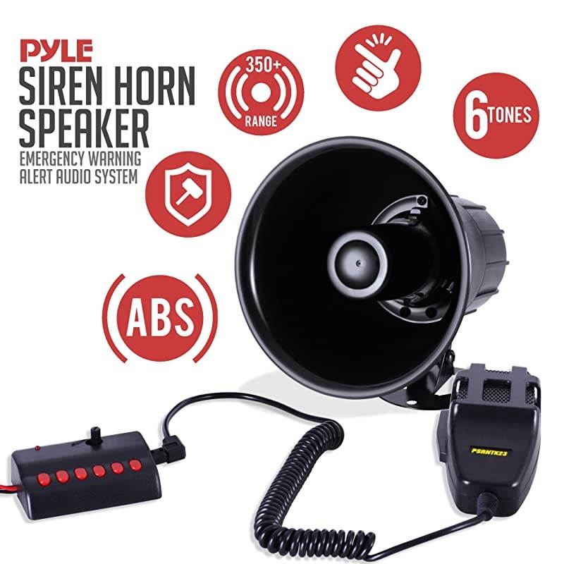6 Tone Sound Car Siren Vehicle Horn w Mic PA Speaker System Emergency Sound Amplifier 30W Emergency Sounds Electric HornHooter Ambulance Siren Traffic Sound PA Microphone System