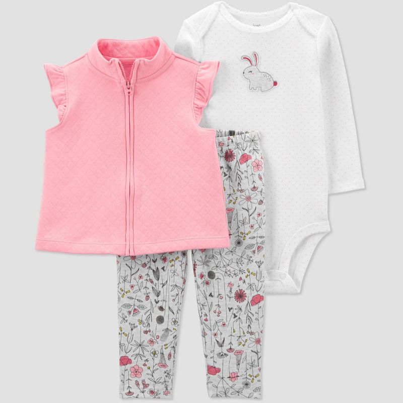 Baby Girls' Ruffle Quilted Vest Top & Bottom Set - Just One You® made by carter's Pink 3M