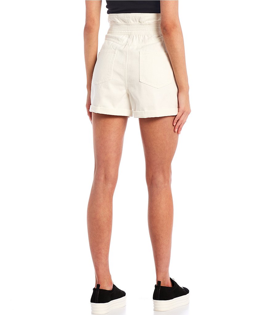 GB High Rise Pleated Denim Shorts