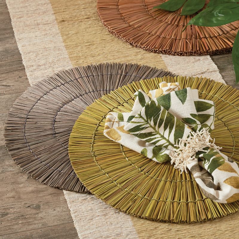 Split P Seagrass Round Placemat Set - Stone
