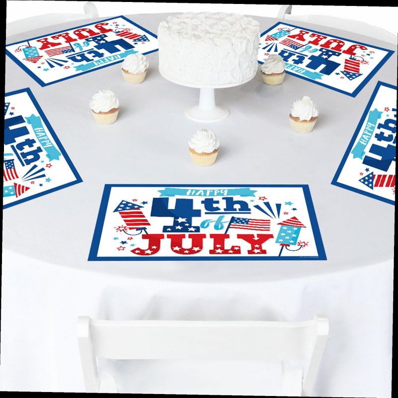 Big Dot of Happiness Firecracker 4th of July - Paper Red, White and Royal Blue Party Coloring Sheets - Activity Placemats - Set of 16