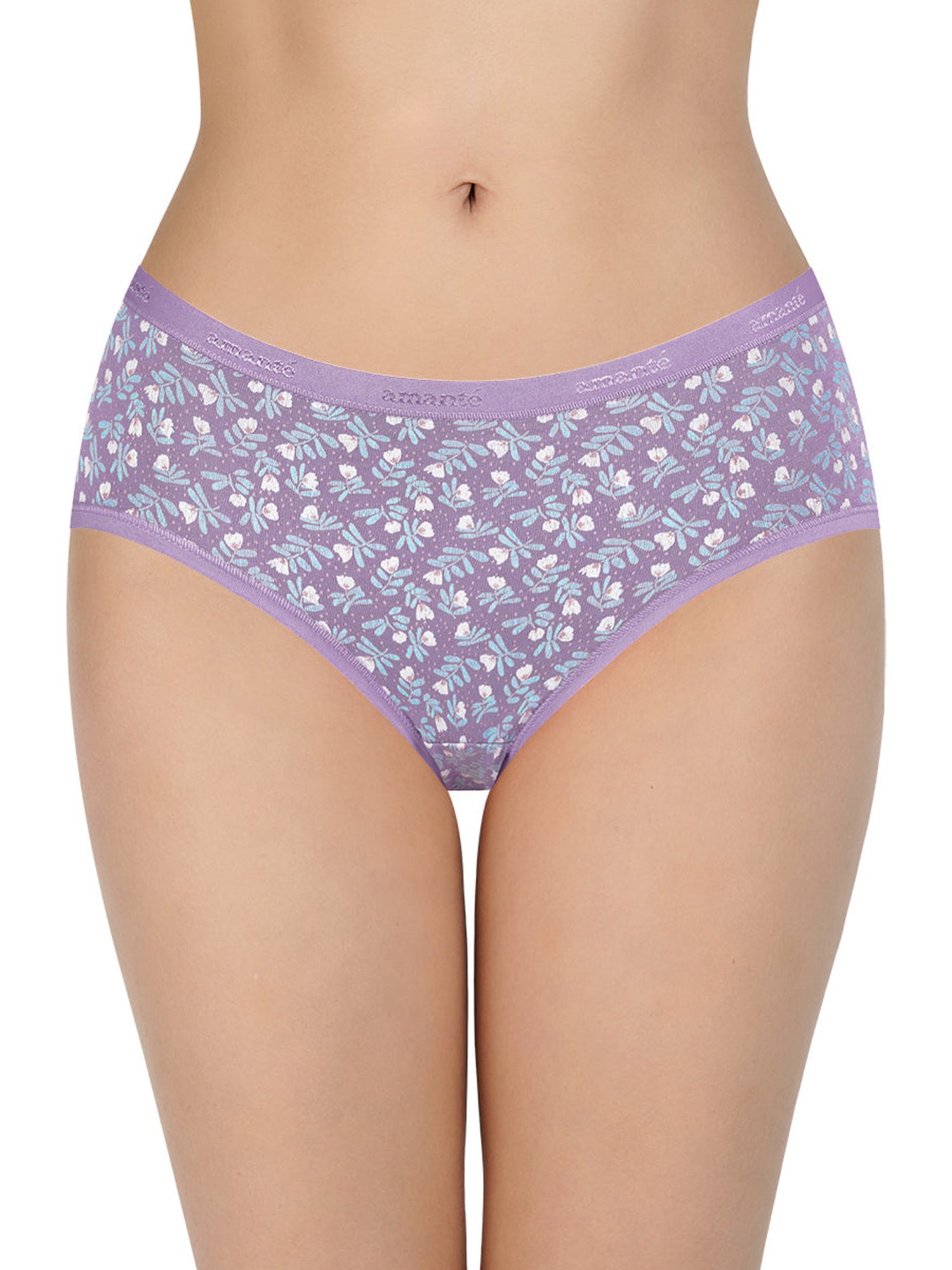 Amante Peach & Blue Cotton Floral Print Hipster Panties - Pack Of 3