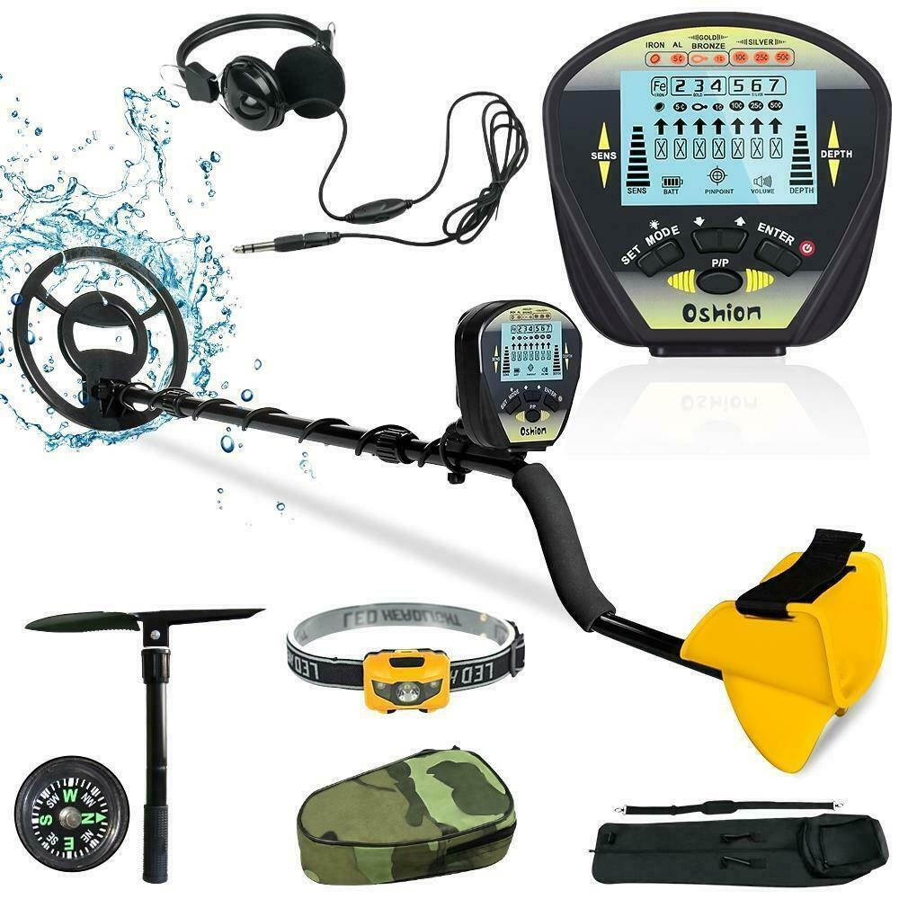 Metal Detector Gold Digger Finder Deep Sensitive Waterproof Hunter w/ Head Lamp