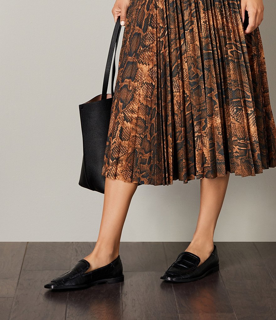 Schutz Hada Croco Print Leather Loafers