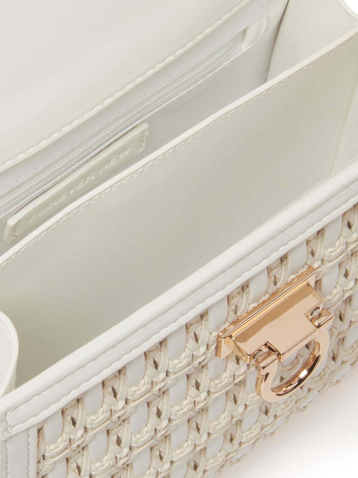 Forever New Milly White Woven Medium Satchel Handbag