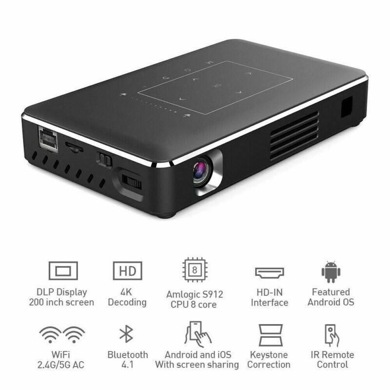 5000 Lumen DLP Android Wifi 4K HD 1080P TOUCH Projector HDMI 2G+16G HDMI USB New