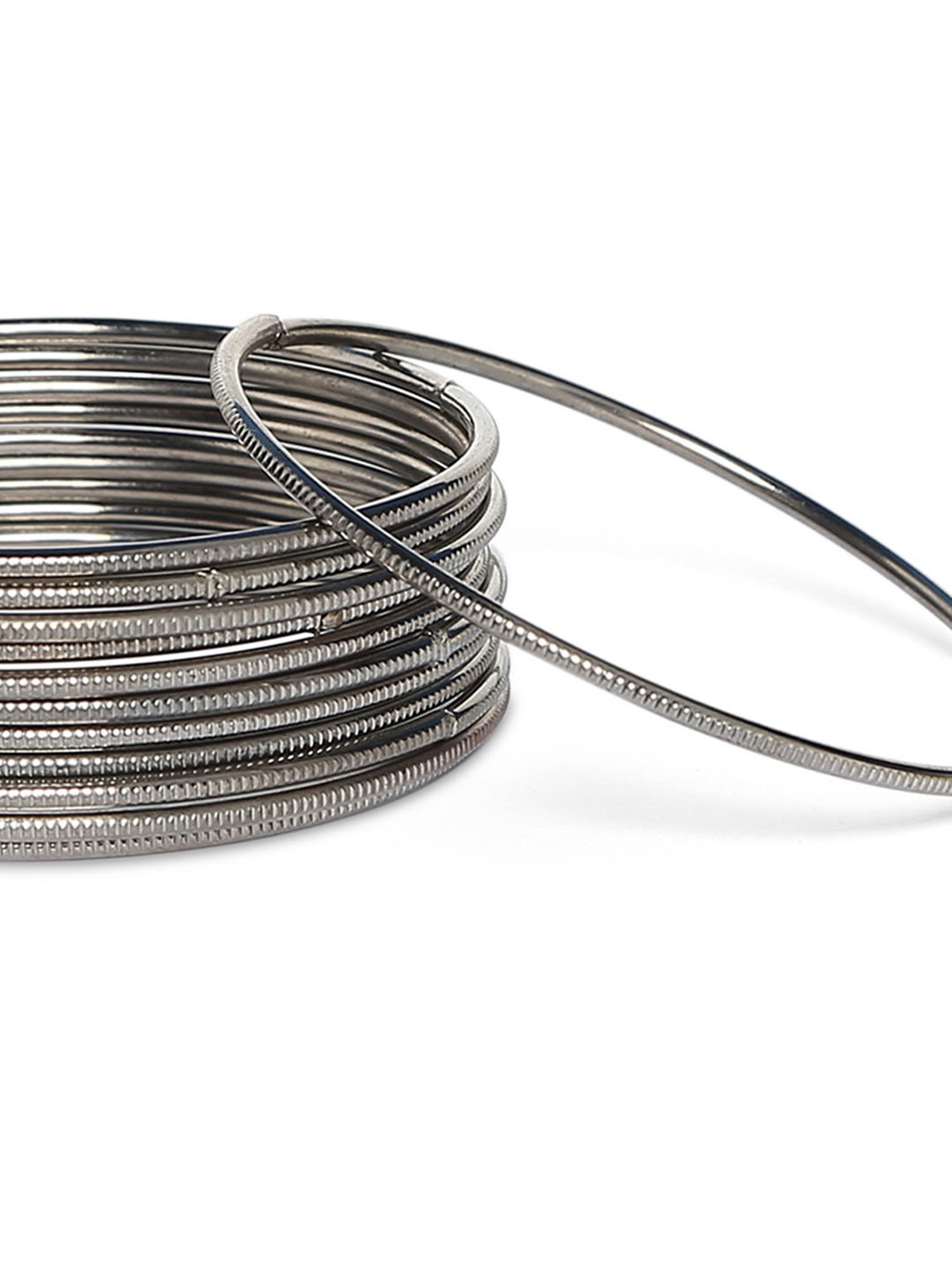 Fida Classic Black Metallic Bangles for Women - Set of 12