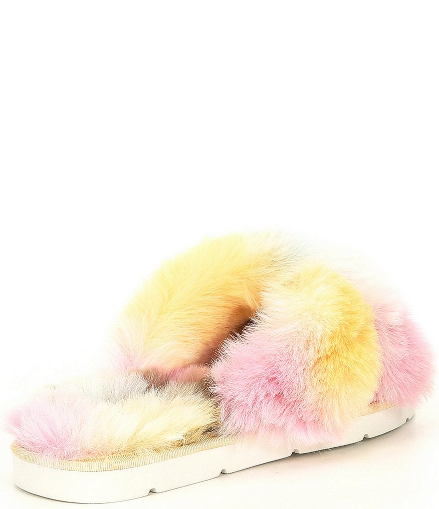 Dolce Vita Pillar Faux Fur Tie-Dye Cross Band Slides