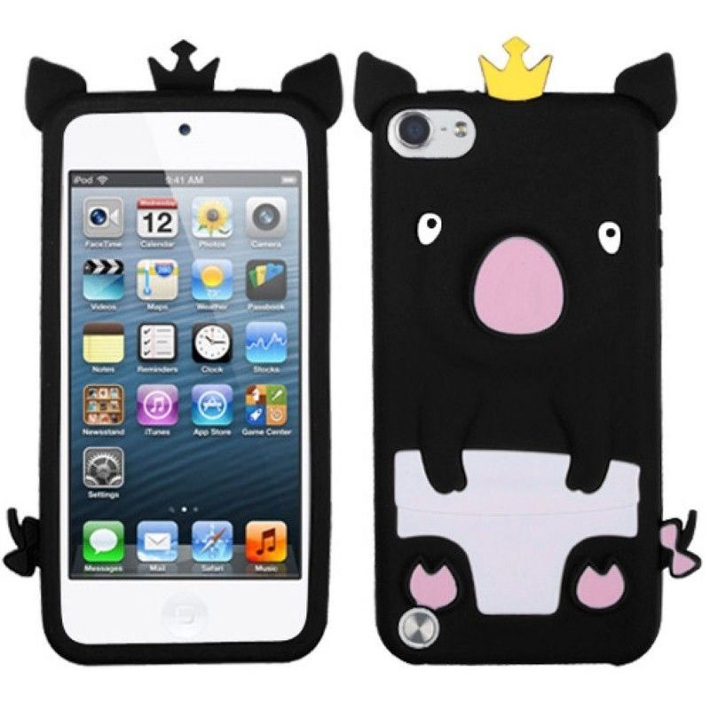 ASMYNA For Apple iPod Touch 5th Gen/6th Gen Black White Pig Gel Rubber Case 3D