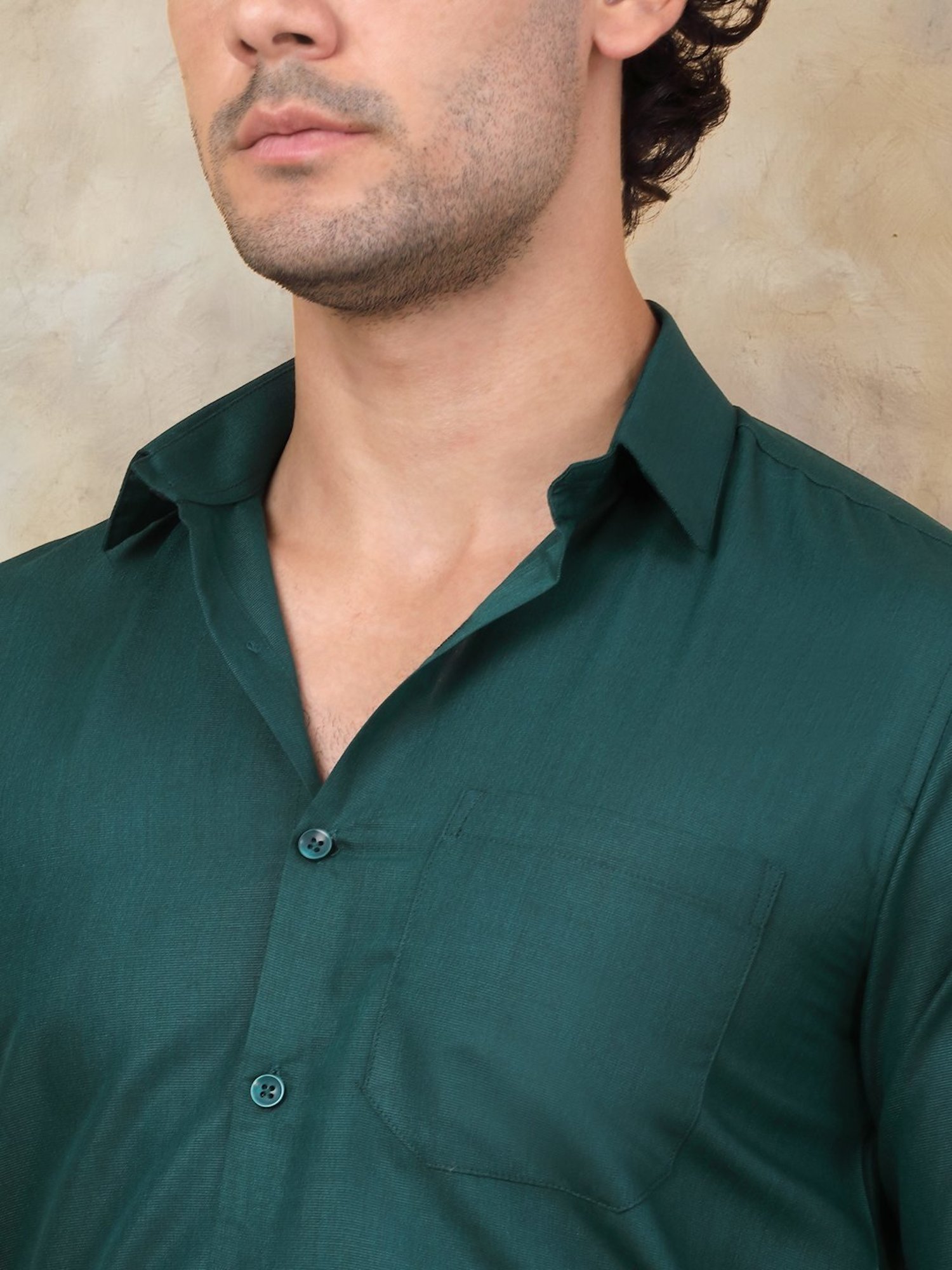 Indian Needle Dark-Green Ragular Fit Shirt