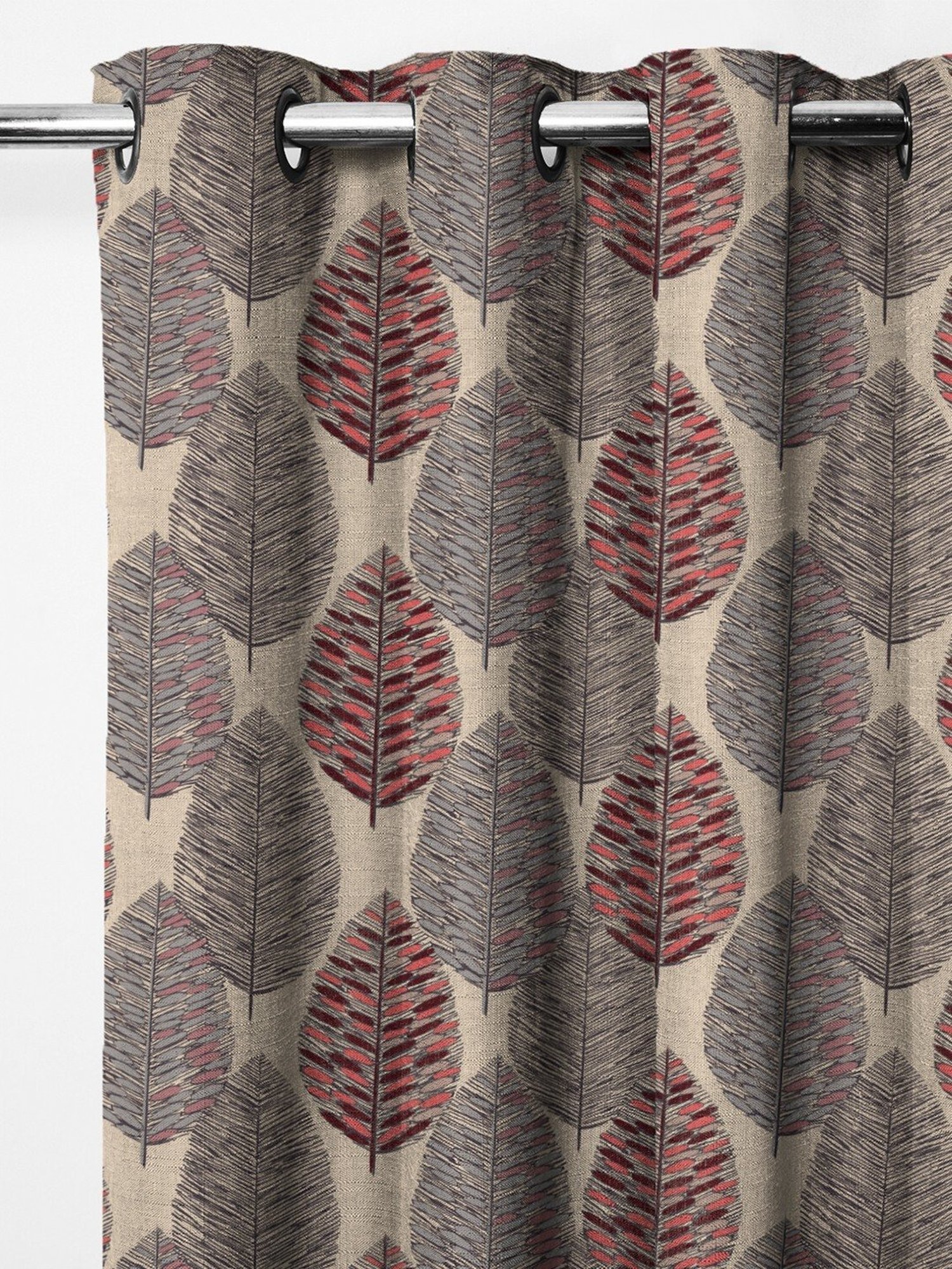 SPACES DRAPE STORY Elegent Grey & Pink Polyester 8 FT Door Curtain - Set of 2