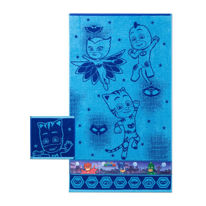 2pc PJ Masks Rooftop Powers Bath Towel and Washcloth Set