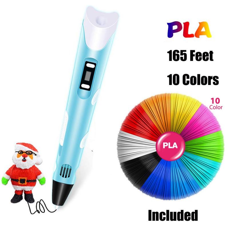 Werleo 3D Pen Art and Craft DIY Drawing 3D Printing Printer Pen with PLA Filament Refills for Kids Nonclogging 3D Printer Pens with LCD Display 165 Feet 10 Colors Filament