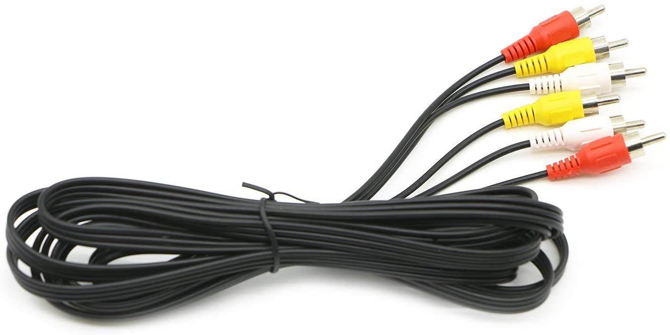 3 RCA Cable Audio Video Composite Male to Male DVD Cable (6 Feet)