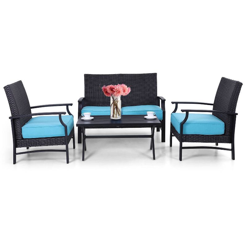 37" Steel Square Patio Dining Table - Black - Captiva Designs