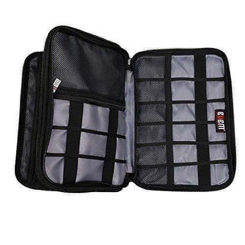 BUBM Double Layer Electronic Accessories Organizer, Travel Gear Bag for Cables, USB Flash Drive, Plug and More, Perfect Size Fits for iPad Mini (Medium, Gray)