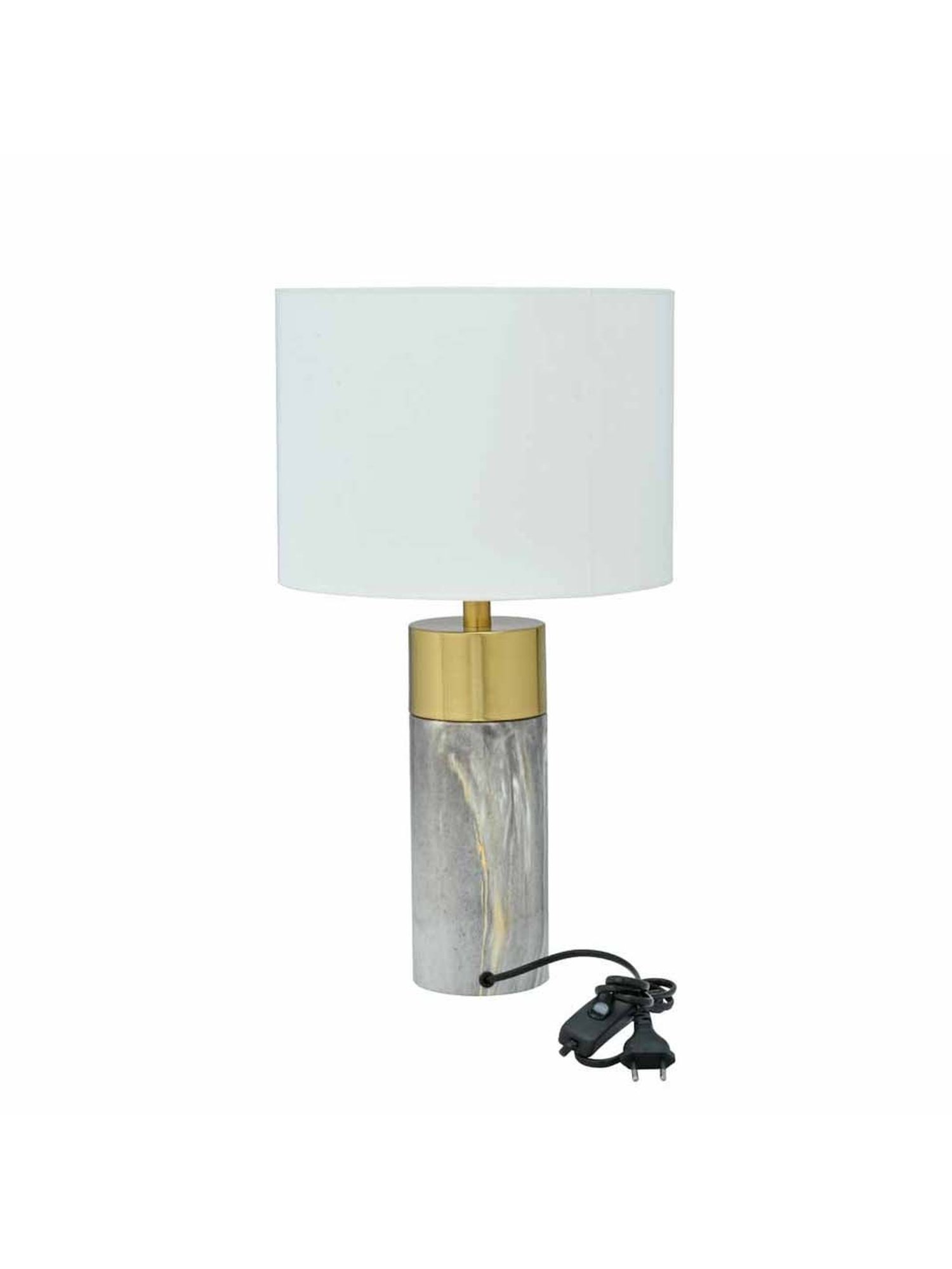 @Home Grey Metal Cylindrical Base Table Lamp