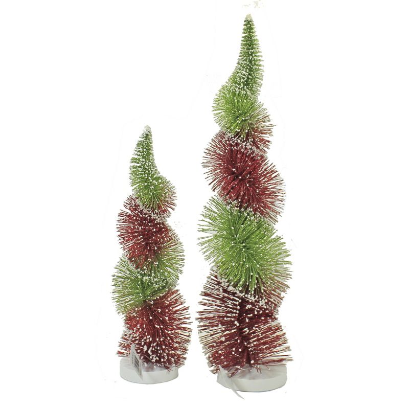 Christmas 18.0" Swirl Red/Green Tree Bottle Brush Home Decor  -  Decorative Figurines