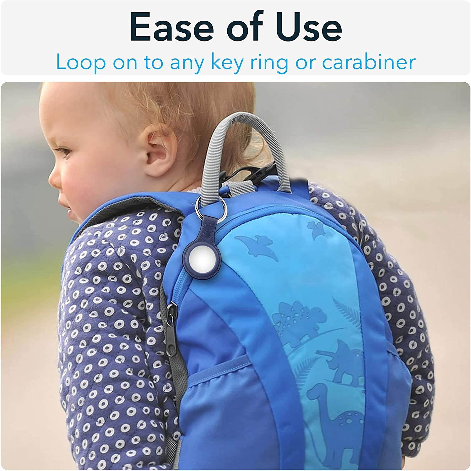 Vietus Vault for Apple AirTag Case with Key Ring Loop - Pacific Blue, Leather TPU, 1-Pack