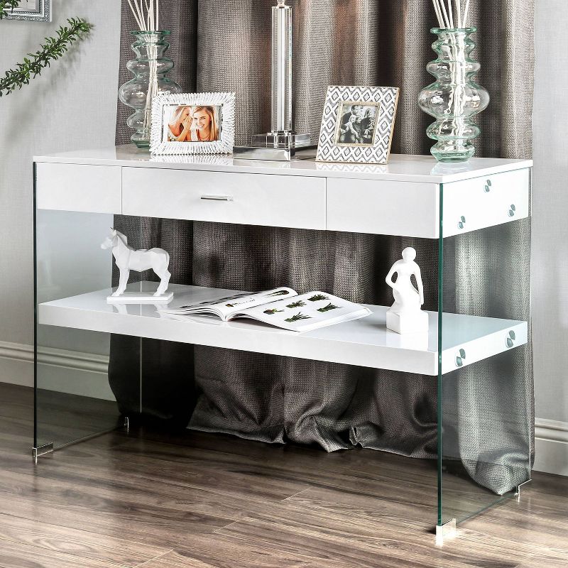 Romna Tempered Glass Sofa Table White - miBasics