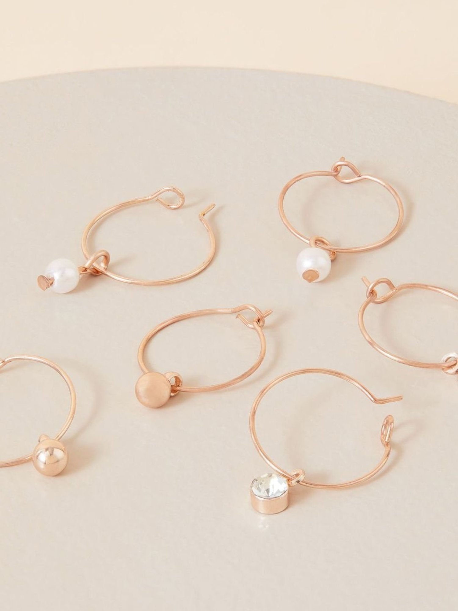 Accessorize London Women's Rose Gold  Simple Hoop Earrings- Set of 3