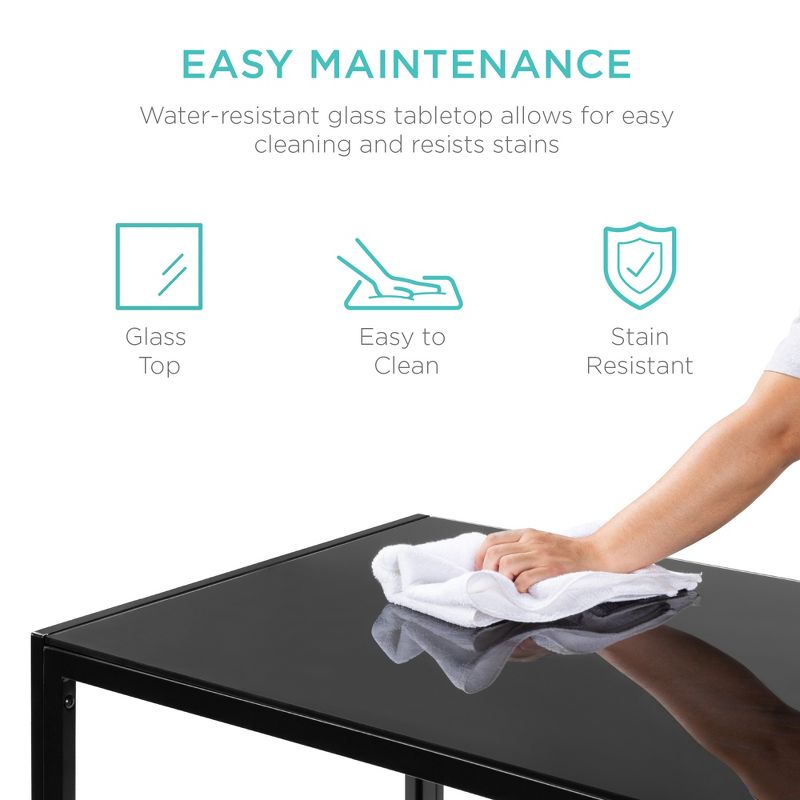 Best Choice Products 5-Piece Kitchen Dining Table Set w/ Glass Table Top, 4 Faux Leather Chairs - Black