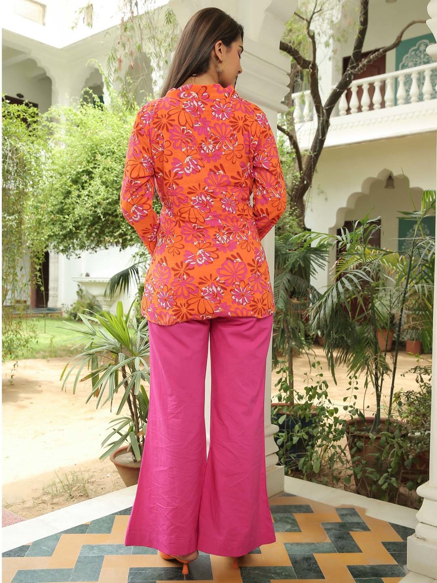 KAORI BY SHREYA AGARWAL Orange & Pink Cotton Printed Co-Ords Set